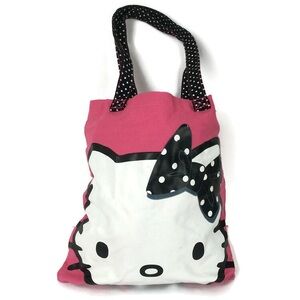 Sanrio Hello Kitty Polka Dot Canvas Tote Bag 2014 in Pink/Black/White